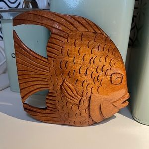Vintage wood carved fish - 6.75” tall